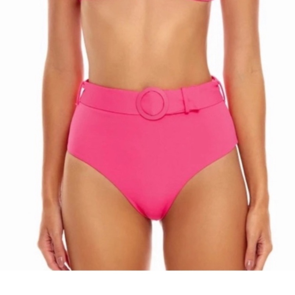 Agua Bendita Alicia Luau‎ Belted High Waist bikini Hot Pink Bottom swim sZ XL